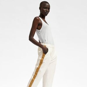 Zara TROUSERS WITH SIDE STRIPES CREAM/TAN
